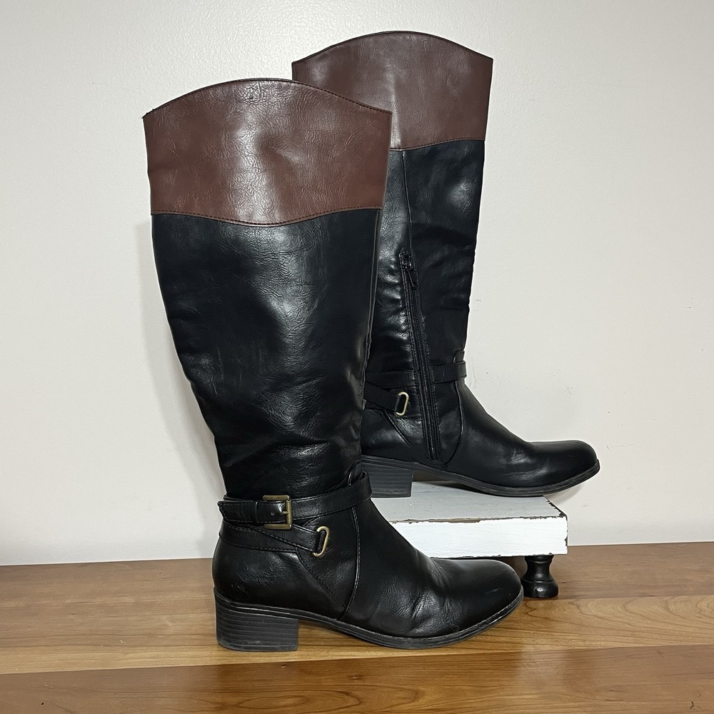 Women's Rampage Iakopa Black & Brown Mid-Calf Tall Riding Boots Size 8 M